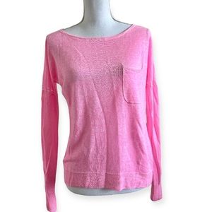 J.Crew 100% Linen Pink pocket sweater